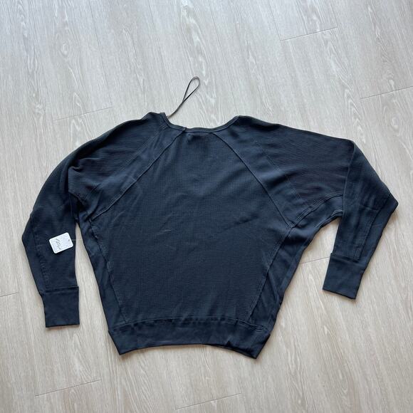 Free People Shirt Santa Clara Womens Small Thermal Oversized Black - Picture 4 of 11